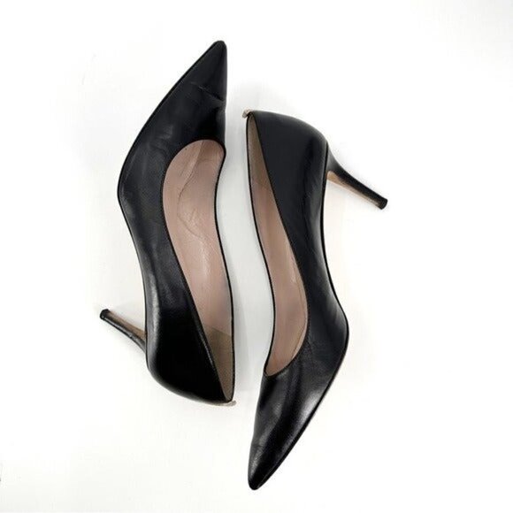 SJP Fawn Sarah Jessica Parker Black Pointed Toe Leather Classic Pump 9 Heels - Picture 3 of 8